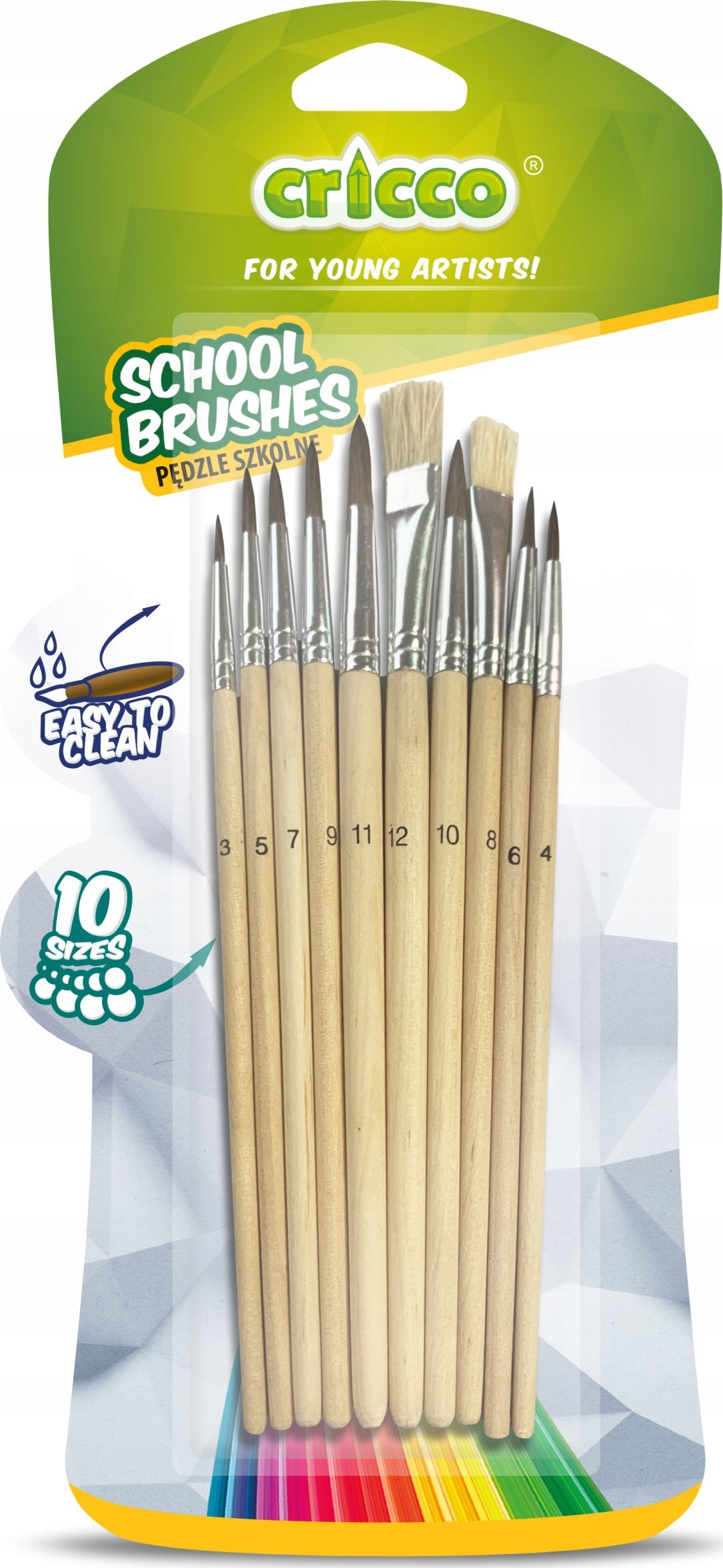 Teka Pędzelki szkolne drewniane 10szt CRICCO