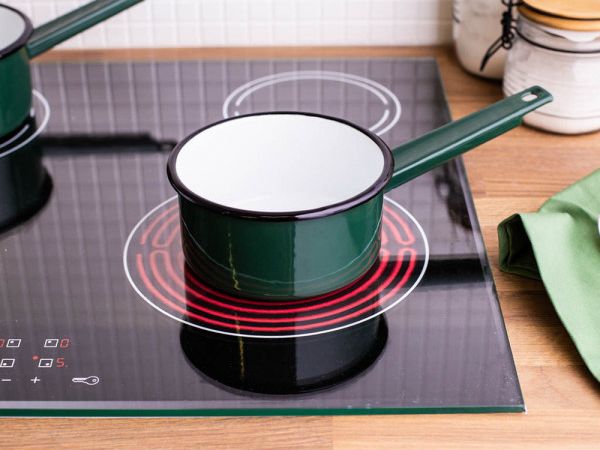 Emalia Silesia Rybnik Rondel emaliowany Silesia Rybnik na gaz i indukcję z trzonkiem ciemny zielony 1,0 l