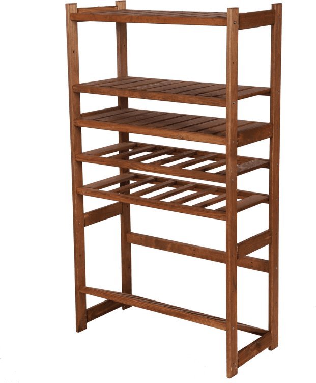 Wamar-Sosenka Regał drewniany do spiżarni LSR P3W2S1 Brązowy Półki proste 3 szt, Półki na wino 2 szt, Półki na skrzynki 1 szt Drewno sosnowe