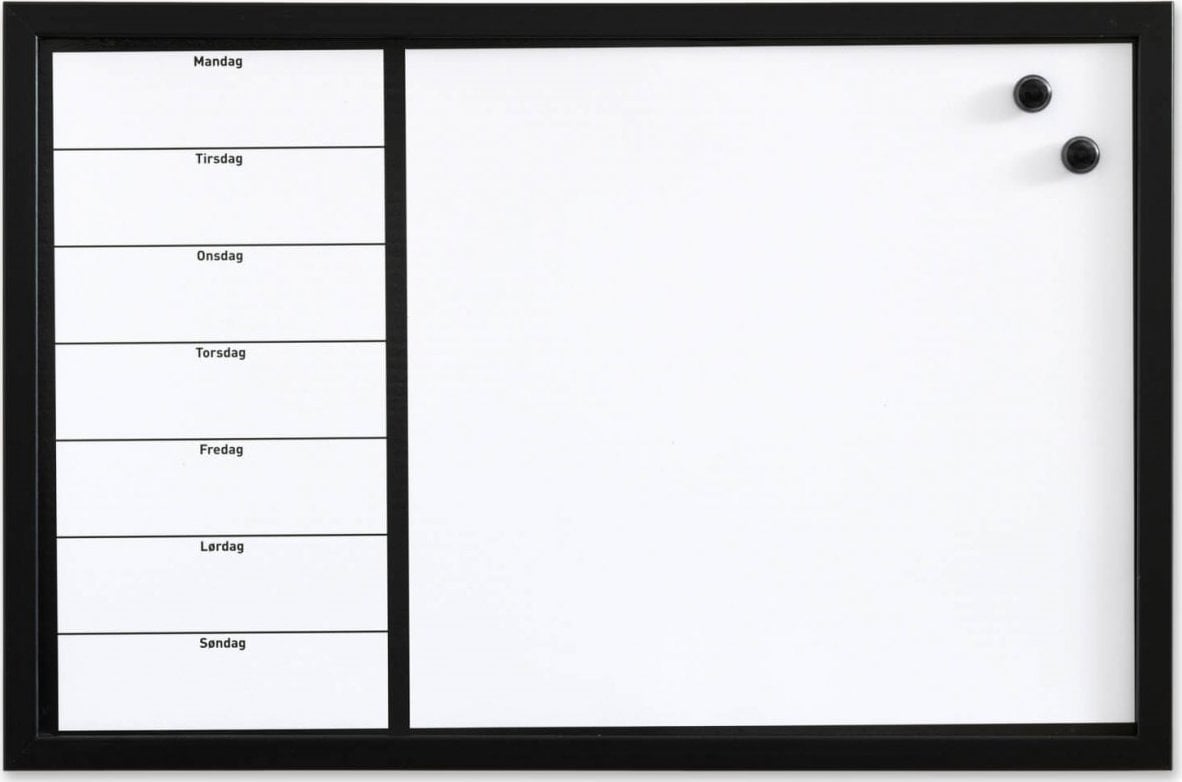 NAGA Magnetisk ugetavle whiteboard 60 x 40 cm dansk Hvid 40x2x60mm (1stk)