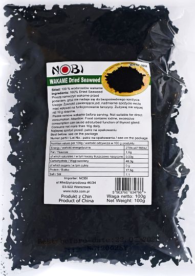 Nobi Wakame, suszone wodorosty 100g - Nobi uniwersalny
