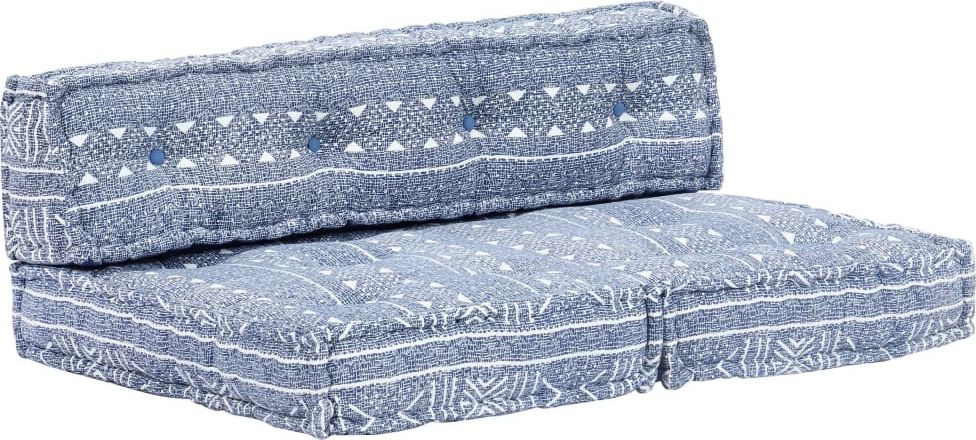 vidaXL Sofa z poduszek na paletę, tkanina, indygo patchwork