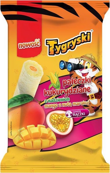 Tygryski Tygryski Pałeczki kukurydziane z nadzieniem mango z nutą marakui 60 g