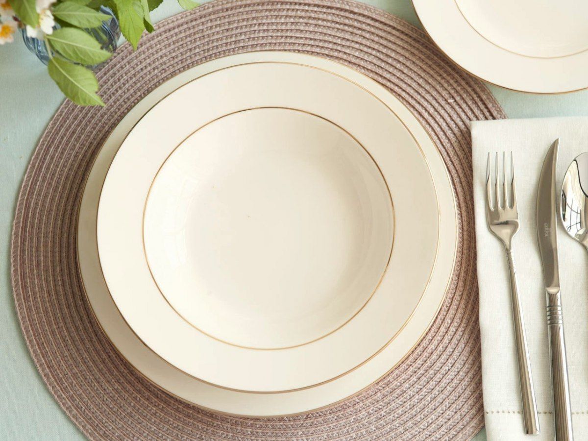 Lumarko Mariapaula ecru nova / klasyka złota linia talerz głęboki 23 cm