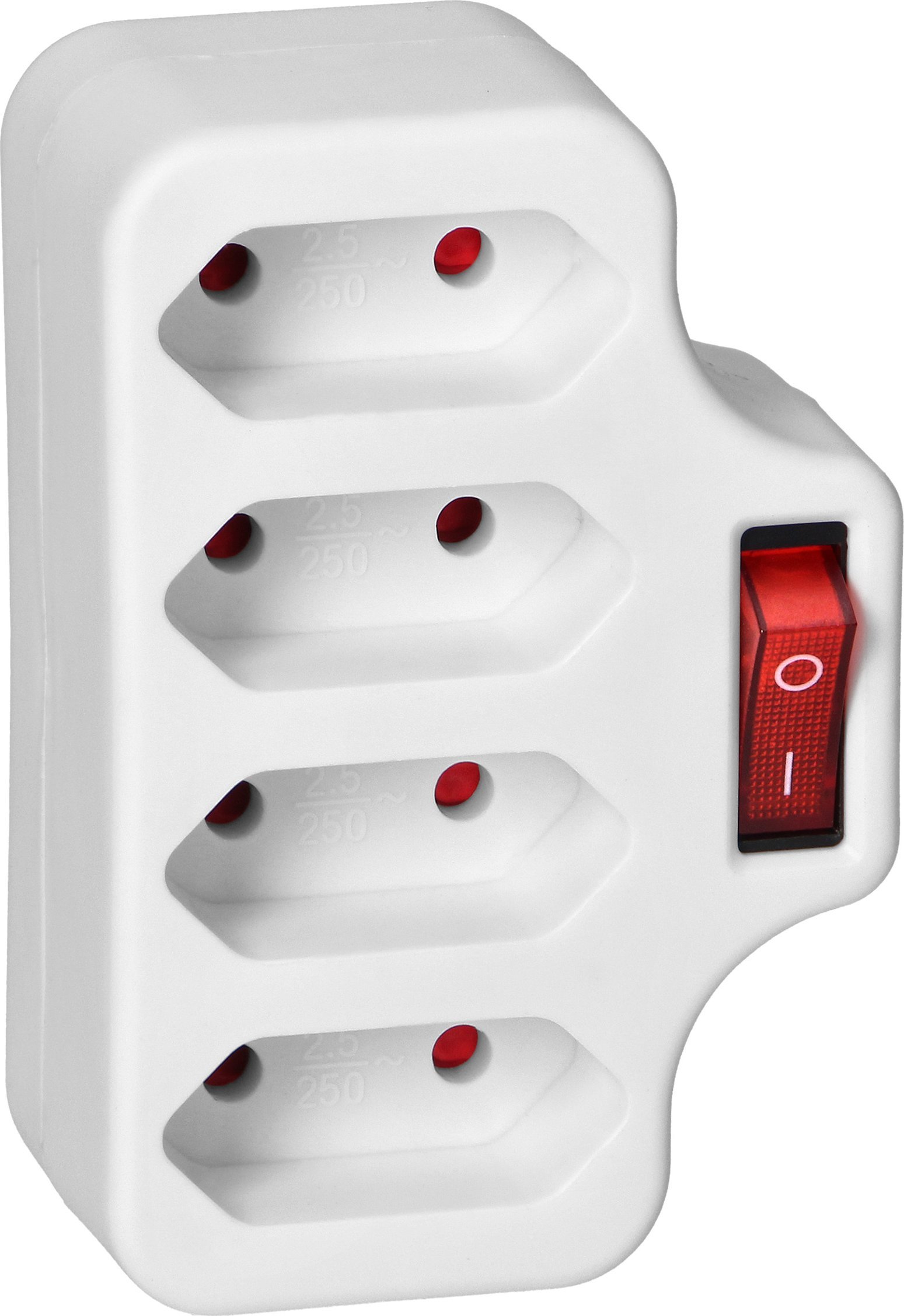 Orno Rozgałęźnik 4x2P z włącznikiem, biały