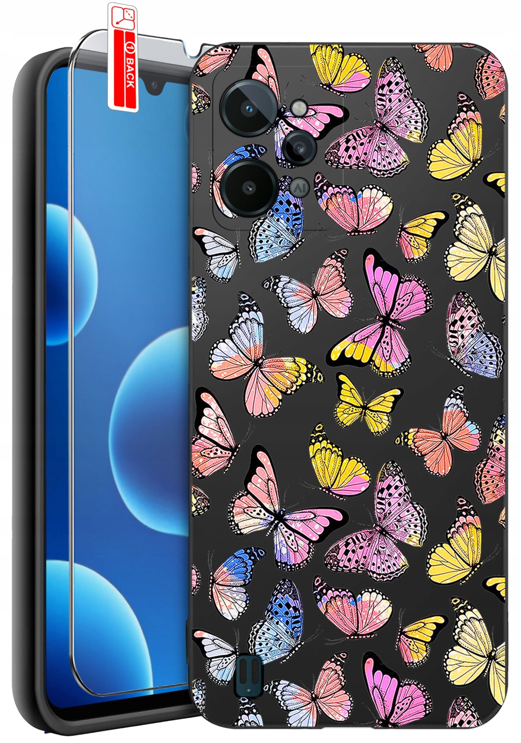 ETUI do Realme C31| WZORY | SILIKONOWE MATT CASE + SZKŁO 9H