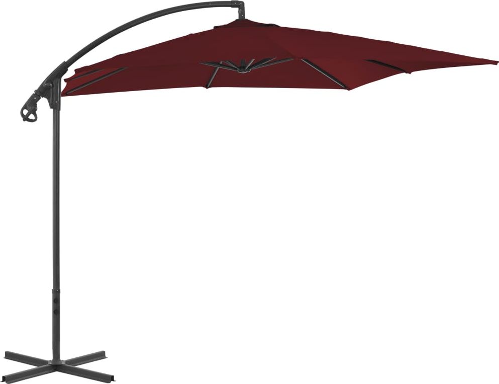 vidaXL Parasol wiszący ze stalowym słupkiem, 250x250 cm, czerwone wino