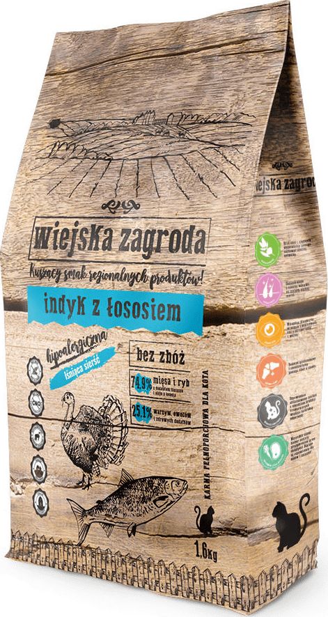 Wiejska Zagroda Indyk z Łososiem dla Kota 1,6 kg