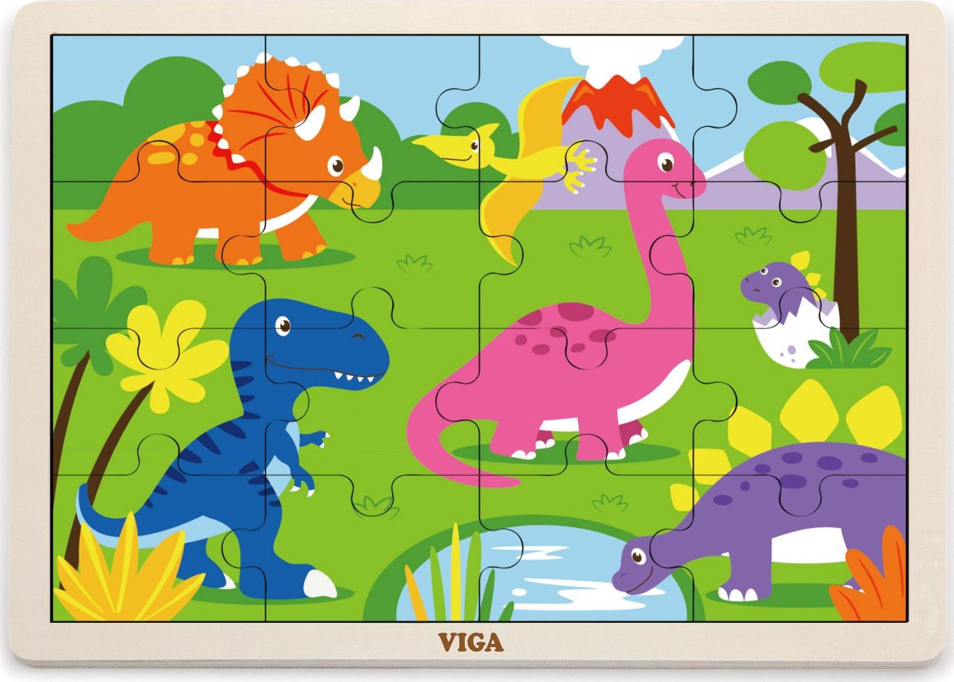 Viga Viga 51452 Puzzle na podkładce 16 elementów - dinozaury