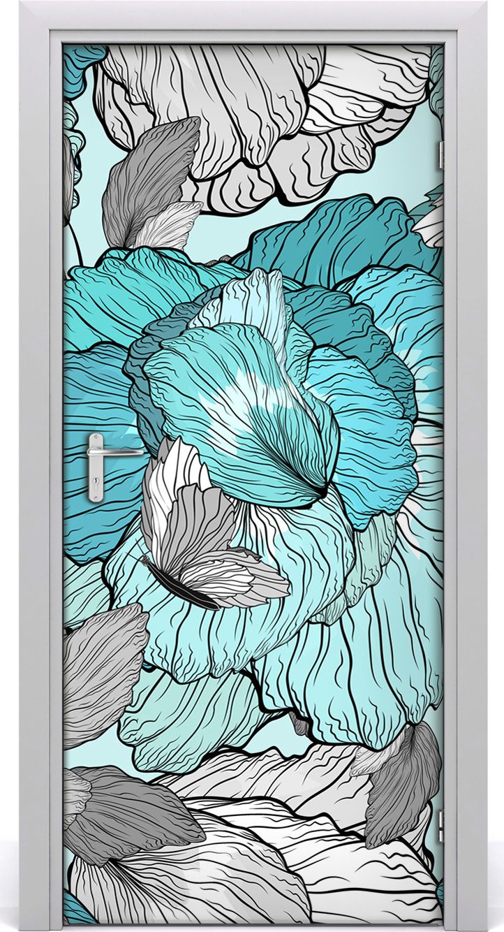 Tulup Fototapeta samoprzylepna na drzwi 95 x 205 cm kwiecisty wzór