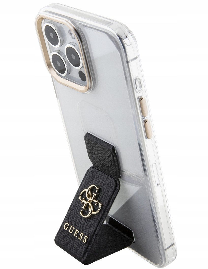 Guess Pu Grip Stand 4G Metal Logo Case For Iphone 15 Pro Czarne