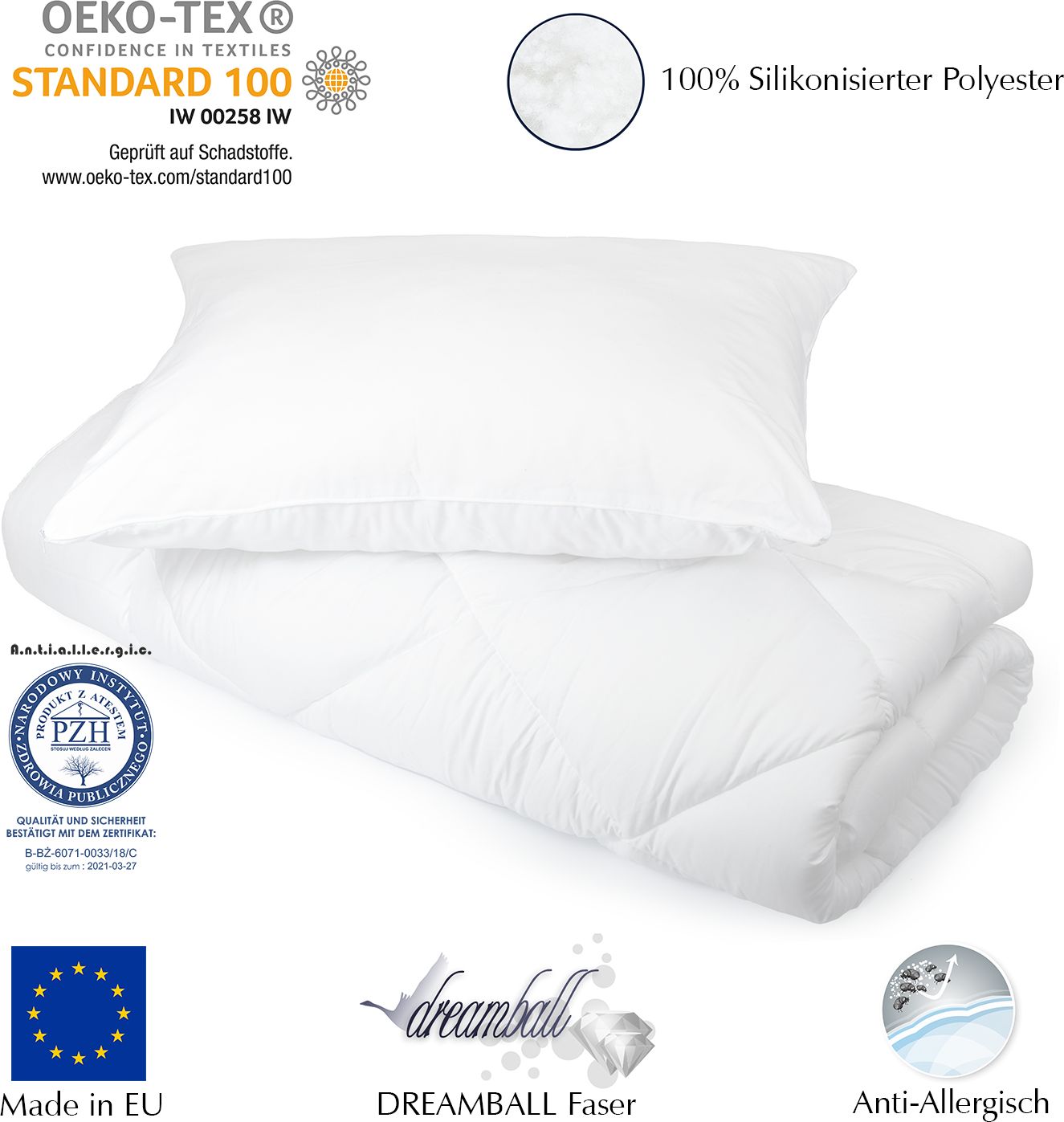 AMZ KOŁDRA CAŁOROCZNA LEKKA 135x200 + PODUSZKA 50x70