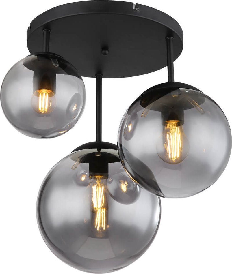 Lampa sufitowa Globo Nasufitowa lampa Joel 1581-3DRS kule czarne przydymione