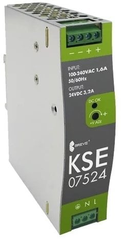 SilentiumPC Zasilacz impulsowy KSE 07524M 230/ 24VDC 3,2A 75W na szynę DIN, Napięcie: 96-264VACVAC, Ta70, 17000-1546