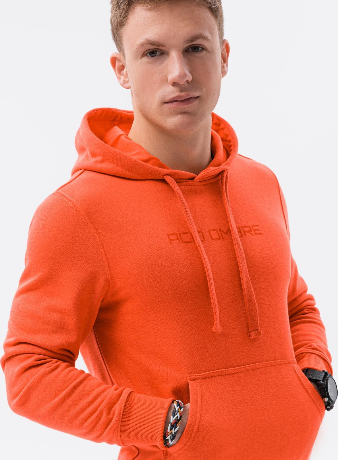 Ombre Bluza męska z kapturem i nadrukiem B1351 - pomarańczowa XXL