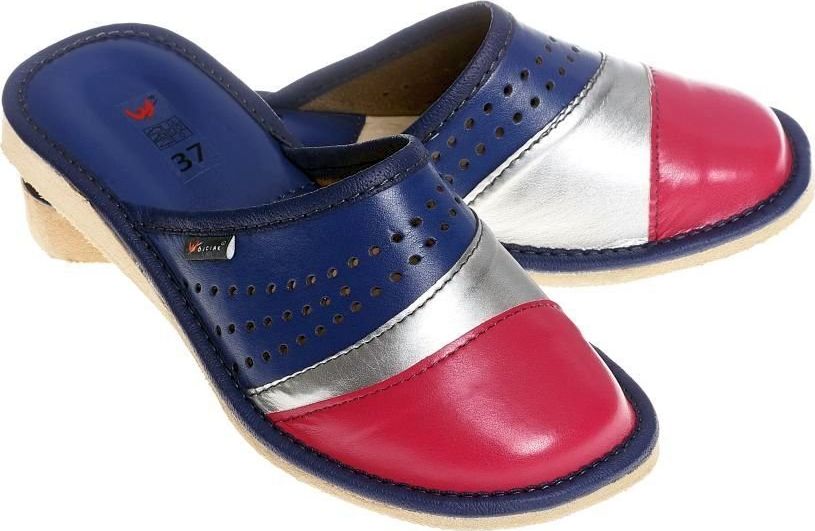 Wójciak Zabudowane, pantofle na subtelnym podwyższeniu pw145 granatowy 37