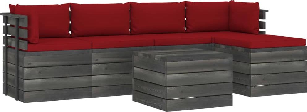 vidaXL 6-cz. zestaw wypoczynkowy z palet, z poduszkami, lita sosna