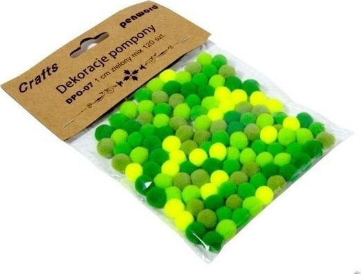 Dekoracje pompony 1cm mix zielony 120szt