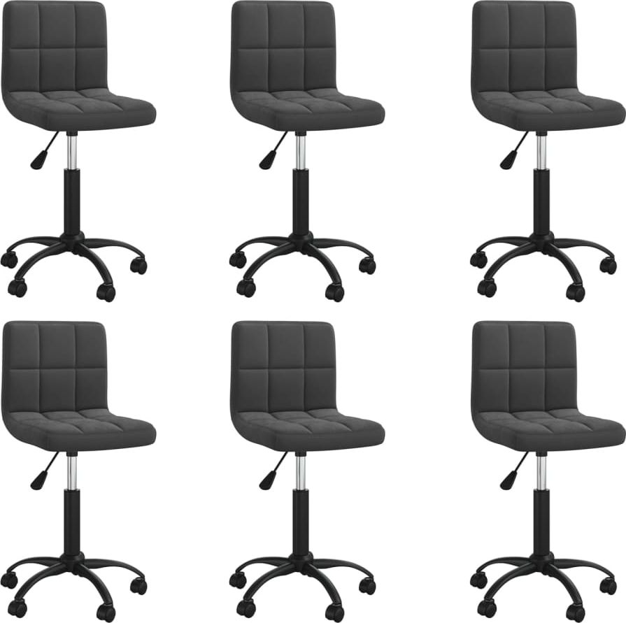 vidaXL Obrotowe krzesła stołowe, 6 szt., czarne, aksamitne
