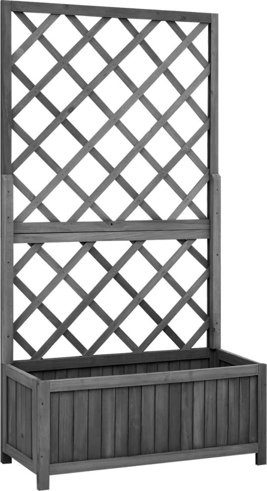 vidaXL Ogrodowa donica z kratką, czarna, 70x30x135 cm, drewno jodłowe