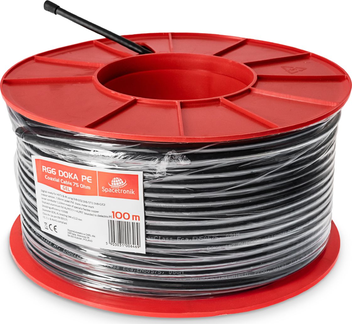 Przewód Spacetronik Kabel Antenowy RG6 Spacetronik DOKA PE 4K Trishield 100m