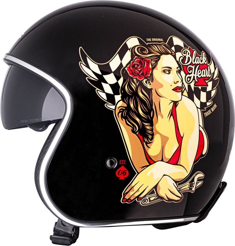 W-Tec Kask motocyklowy otwarty z blendą V537 Black Heart chopper Czarny błyszczący r. S (59-60) (17236-S-1)