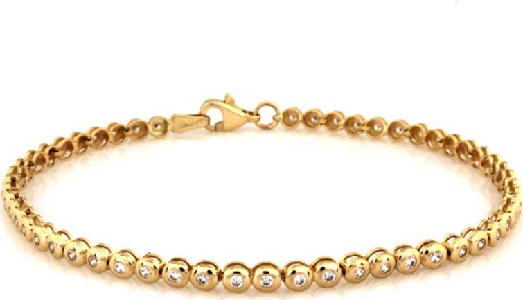 Lovrin Złota bransoletka 585 kuleczkowa z cyrkoniami 5.37g