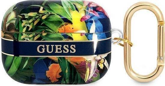 Guess Etui ochronne Flower Strap Collection do AirPods Pro niebieskie