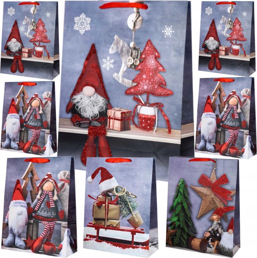 Wobell Duża Torebka Torba Świąteczna Prezenty 40X32 10Szt