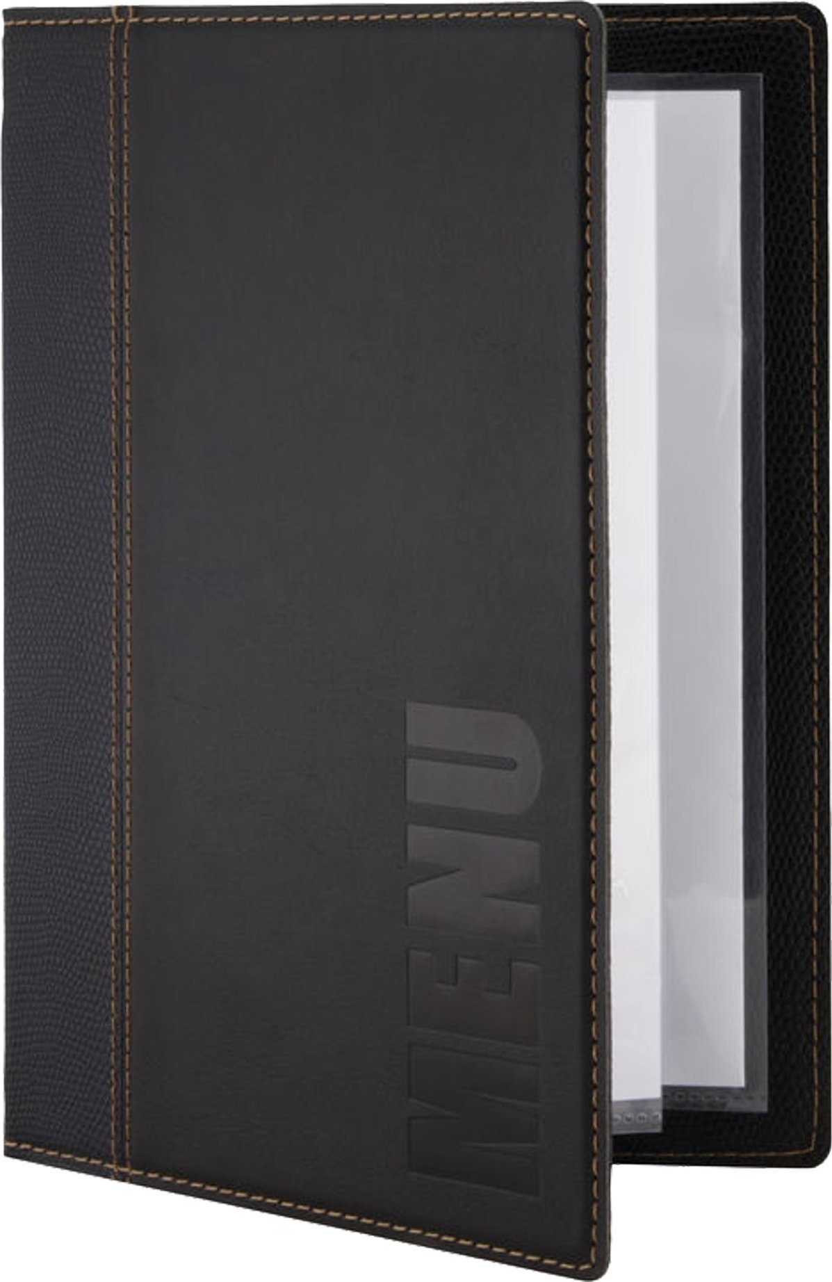 Securit Menu Kortholder A5 25x19 cm Securit Trendy viser 4 A5 sider Læderomslag Sort,10 stk/krt