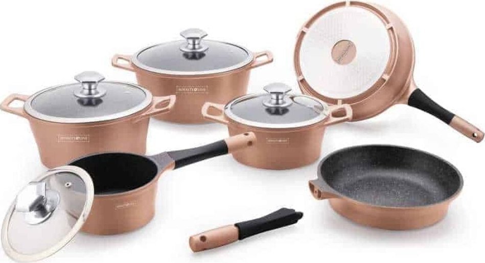 Royalty Line Garnki Royalty Line ES2014M Miedź Stal 14 Części