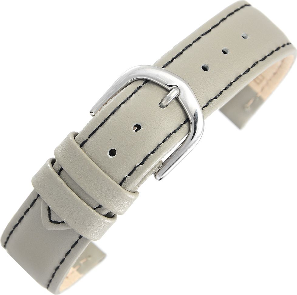 Bisset Pasek skórzany BS118 szary czarna nić - 18 mm