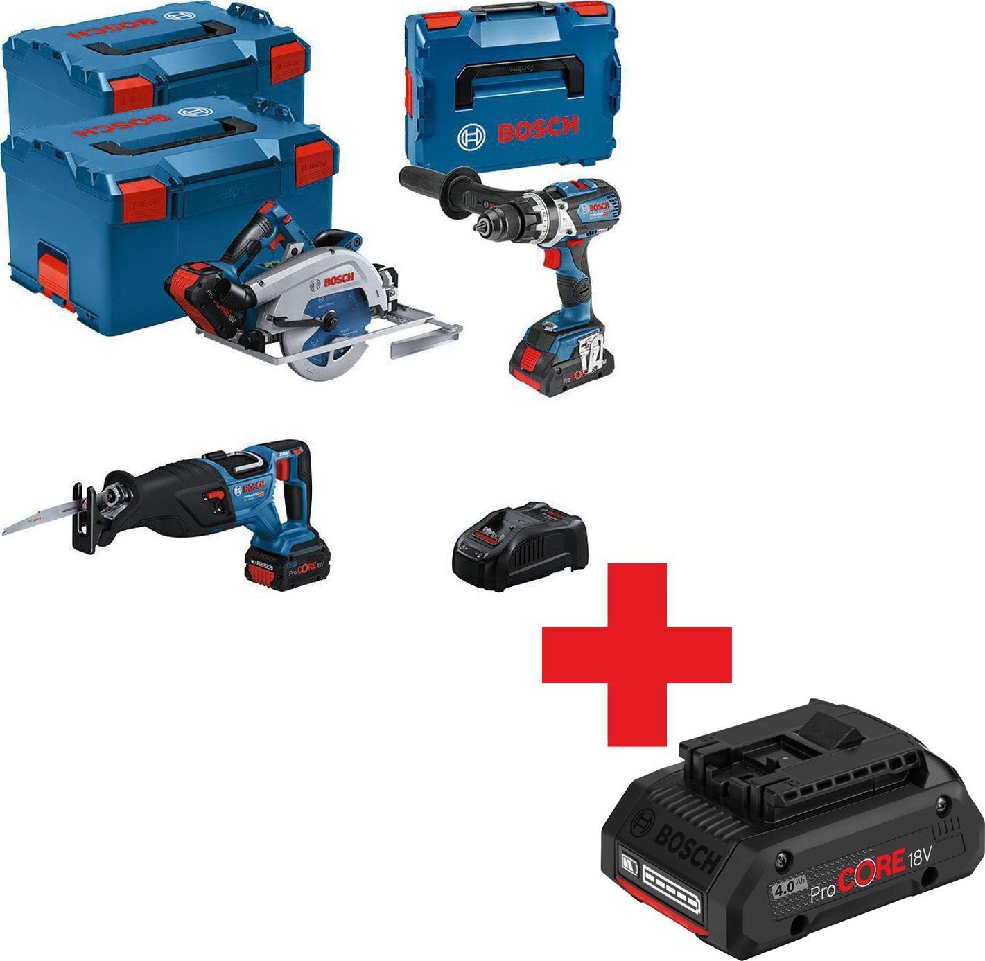 ZESTAW NARZÄDZI 18V GSB+GKS+GSA 1*4.0AH + 2*5.5AH