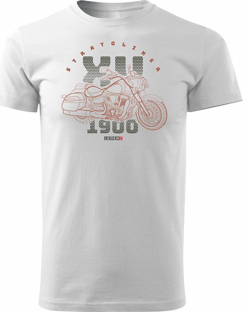 Topslang Koszulka motocyklowa z motocyklem Yamaha Stratoliner XV 1900 męska biała REGULAR L