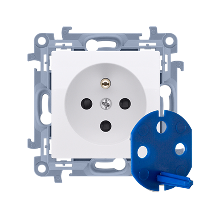 Kontakt-Simon Gniazdo wtyczkowe pojedyncze DATA z kluczem uprawniającym biały 16A (CGD1.01/11)