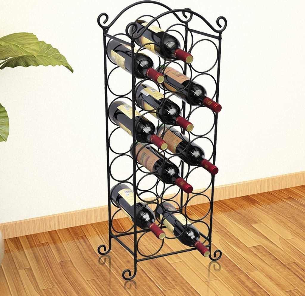vidaXL Metalowy stojak na 21 butelek wina