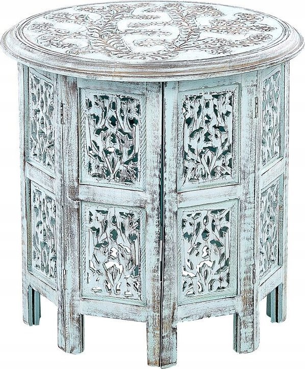 Beliani Stolik pomocniczy drewno mango niebieski BORAI