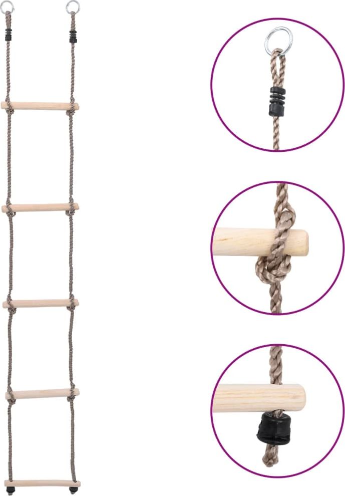 vidaXL Drabinka 5-stopniowa, 210 cm, lite drewno sosnowe