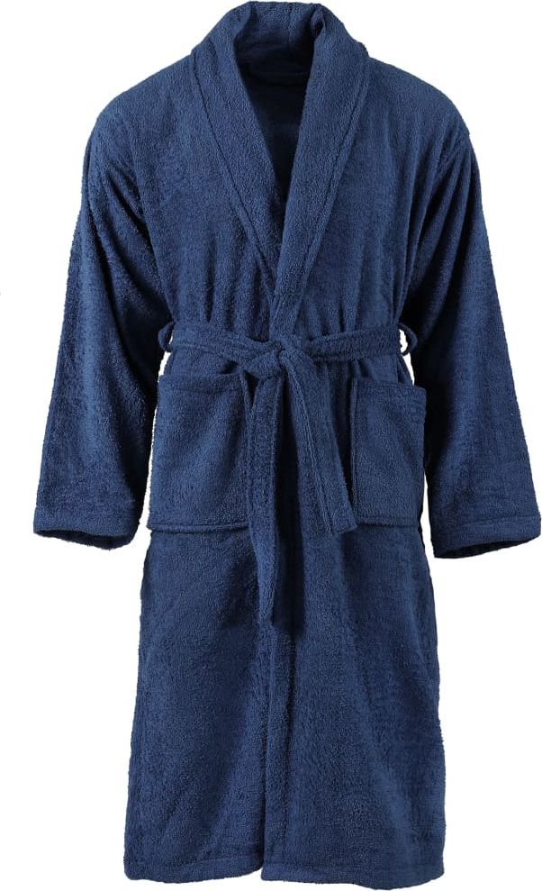 vidaXL Szlafrok unisex z frotte, 100% bawełna, granatowy, rozmiar S