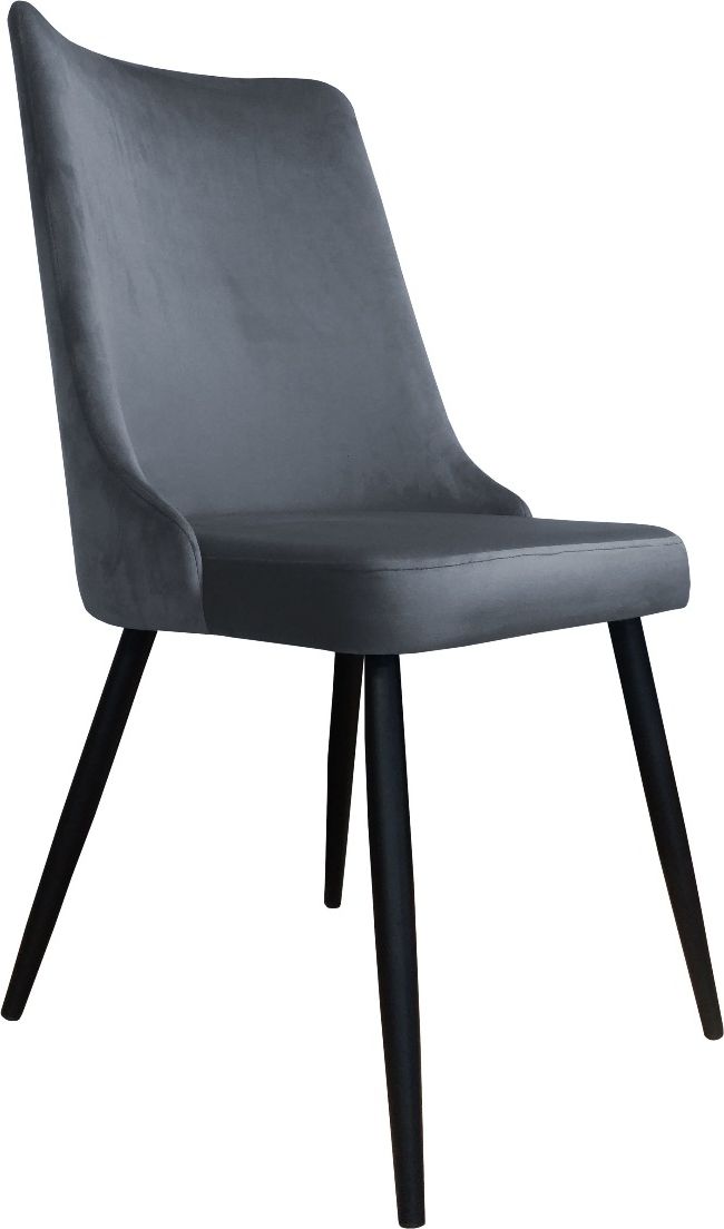 Atos Krzesło CYPRIAN BL VELVET ciemno szare na czarnych nogach ATOS