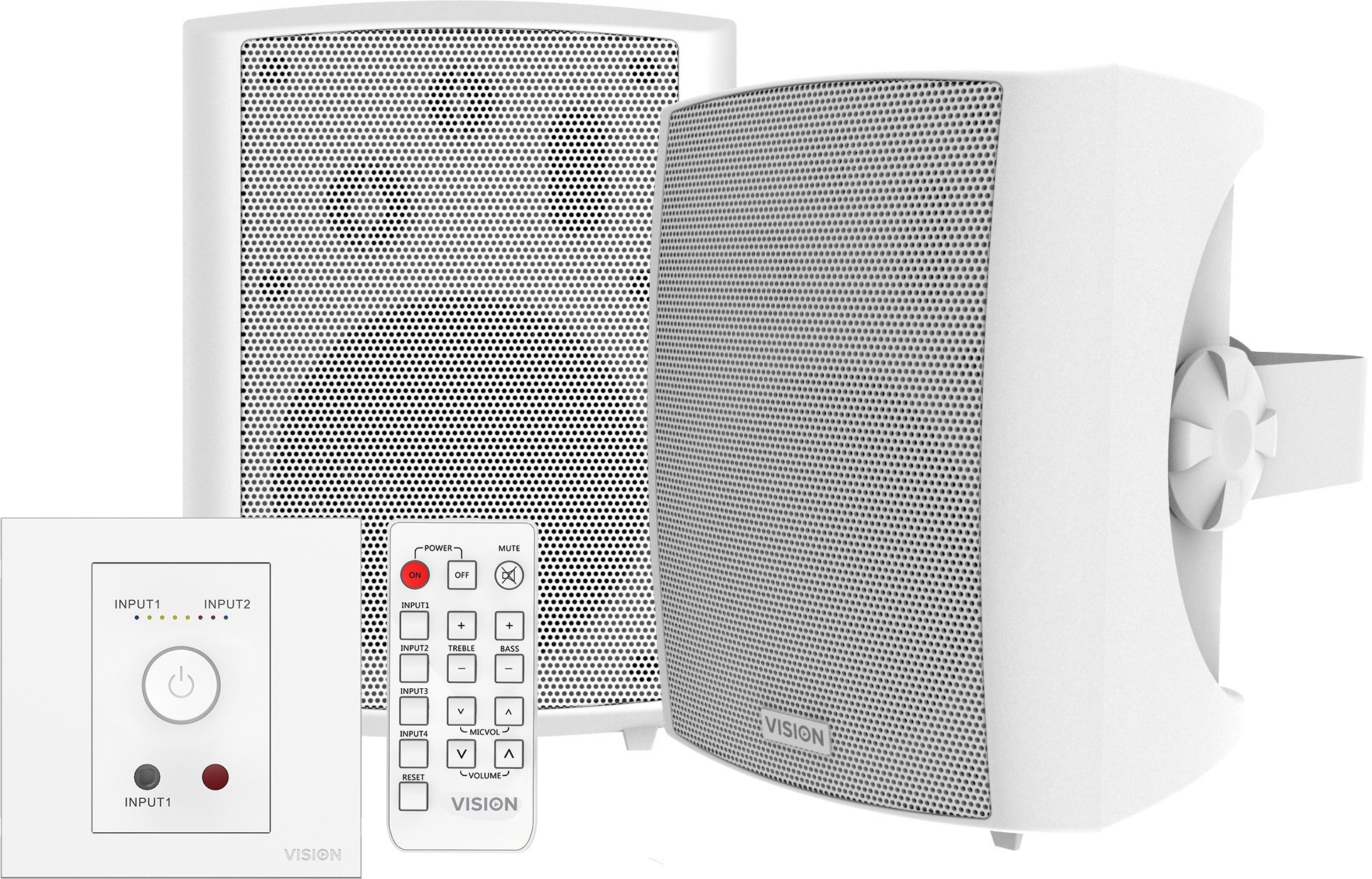 VISION Professional TC3-AMP 2 x 25 W (RMS) Verstarker und SP-1800 5,25-Zoll-Wandlautsprecherpaar, Set - 30 JAHRE GARANTIE - Weiss