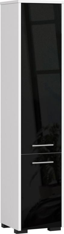 Fabryka Mebli Akord SŁUPEK REGAŁ ŁAZIENKOWY FIN 2 DRZWI BIAŁY / CZARNY POŁYSK