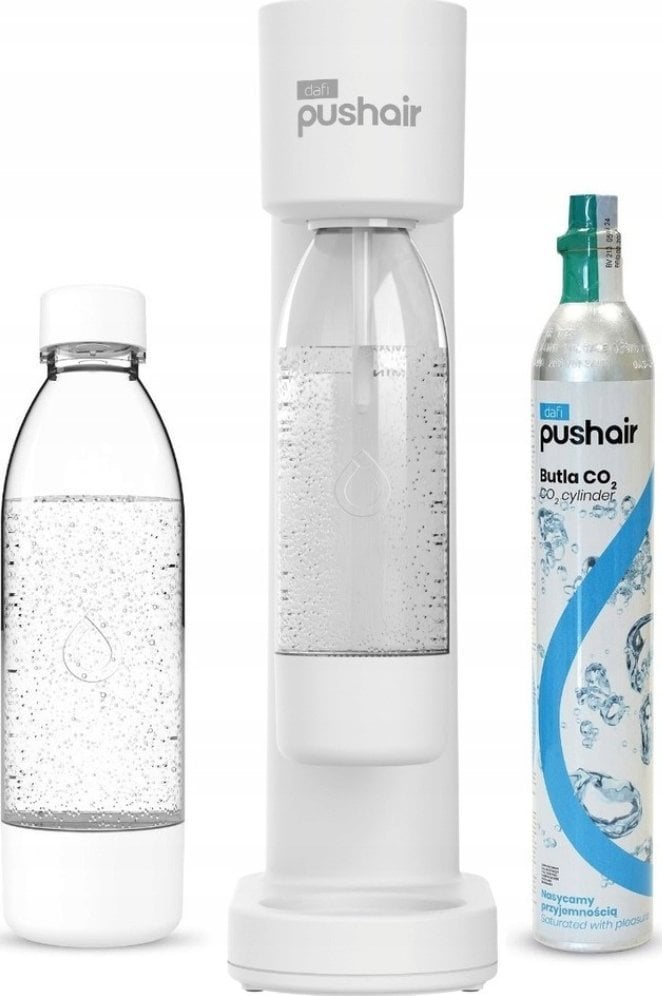 Saturator Dafi PushAir + 2 x butelka + gaz Biały
