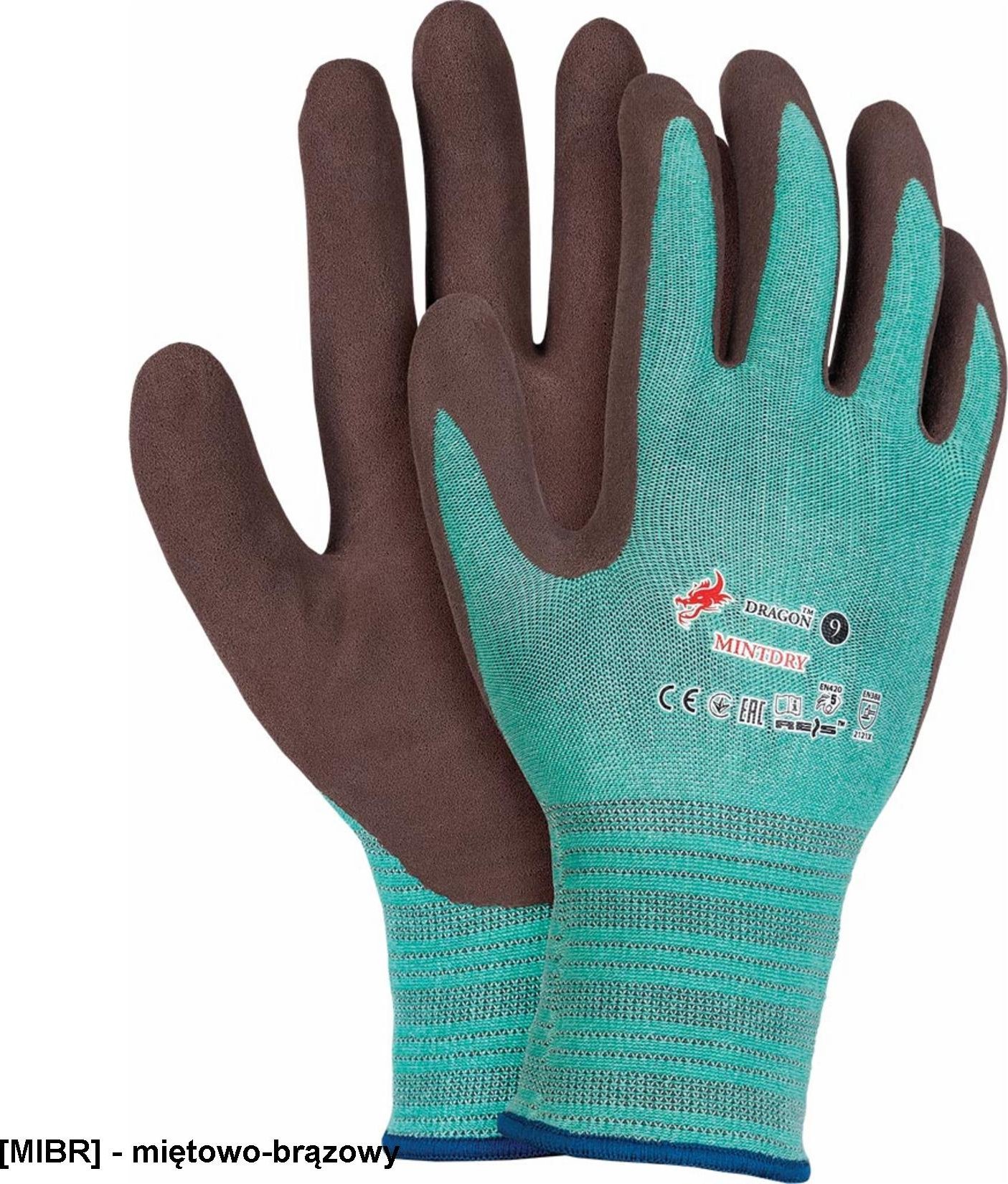 R.E.I.S. MINTDRY - Rękawice ochronne zakończone ściągaczem 7