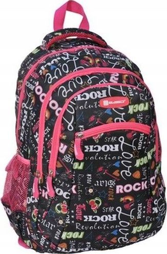 Paso PLECAK SZKOLNY MŁODZIEŻOWY PASO CZARNY LOVE ROCK