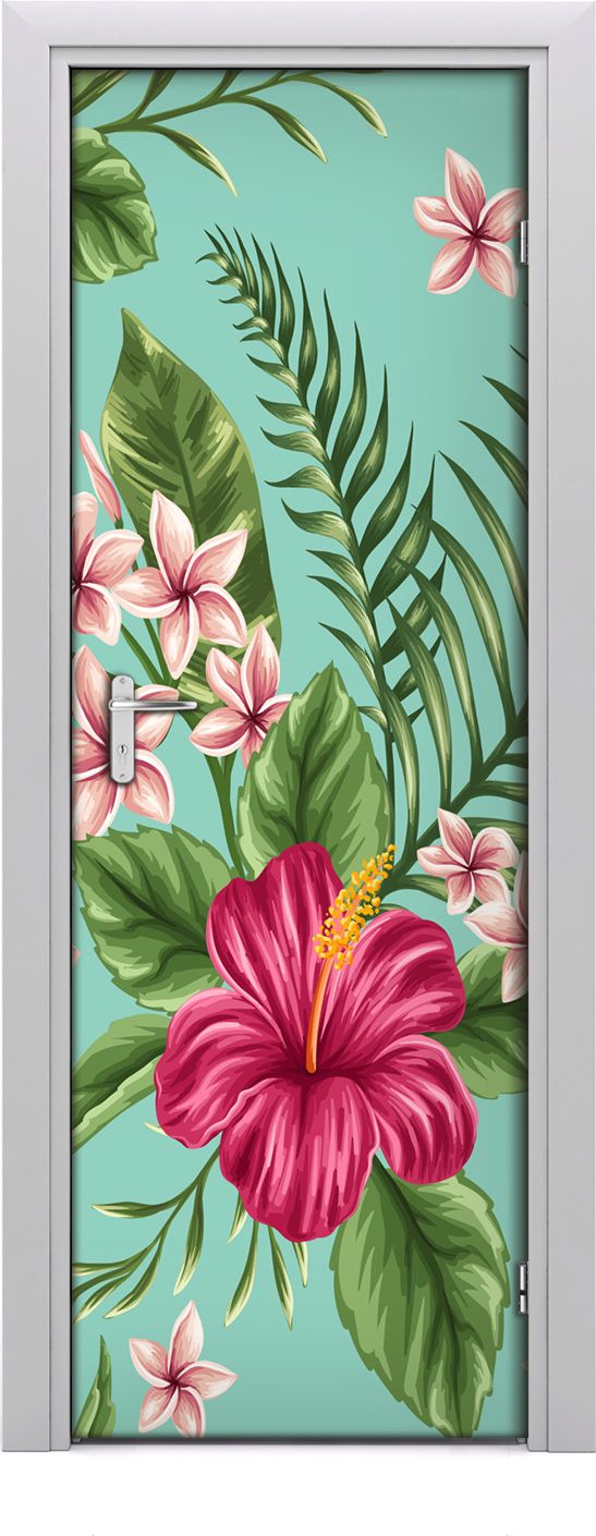 Tulup Fototapeta samoprzylepna na drzwi 75 x 205 cm Hawaje kwiaty