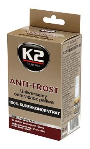 K2 PREPARAT DO ODMRAANIA I USUWANIA WODY Z UKADU PALIWA ANTI-FROST 50ml. K2 - T313 - T313
