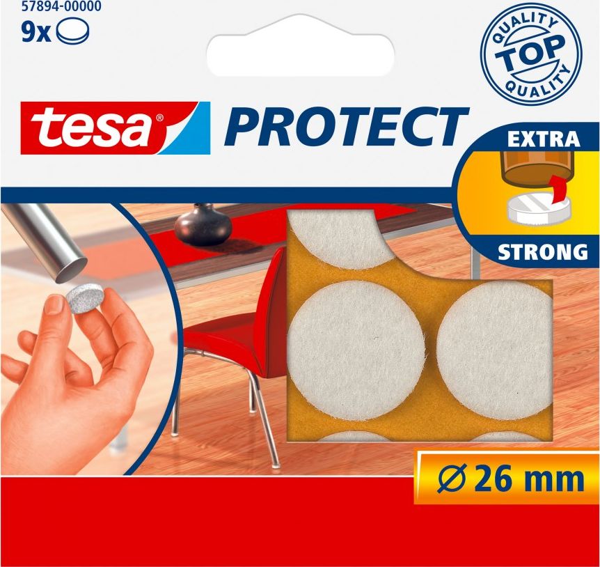 Tesa PODKŁADKI FILCOWE FI=26MM BIAŁE 9SZT. H5789400 TESA