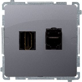 Kontakt-Simon Simon Basic Gniazdo HDMI + RJ45 kat.6 srebrny mat (BMGHRJ45.01/43)