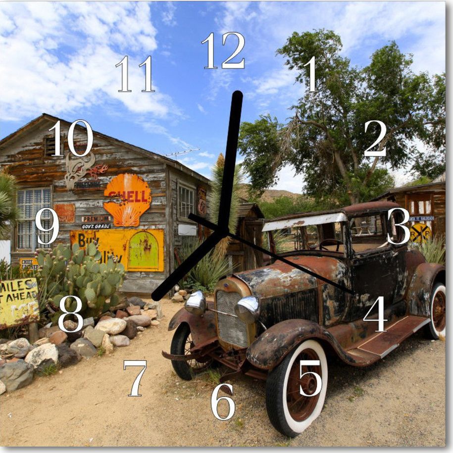 Tulup Zegar szklany ścienny Cichy Stary samochód Auto 30x30 58629278